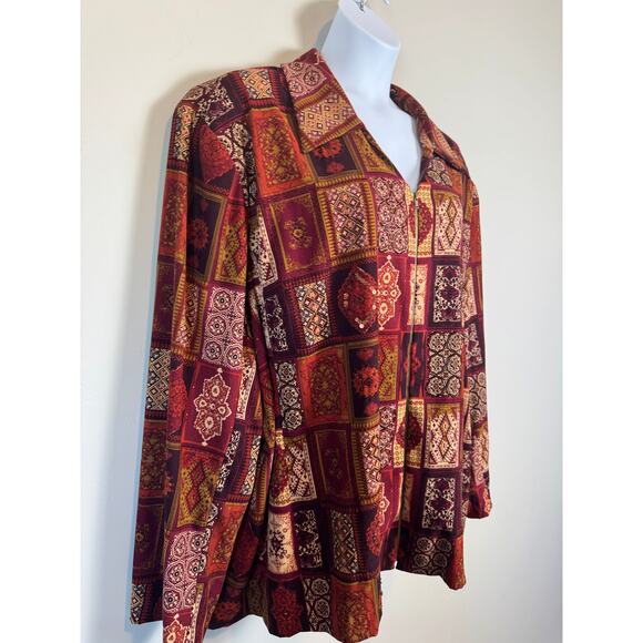 VTG Russell Kemp 90s Boho Tapestry Print Blouse 5X Art-to-Wear Eclectic Tunic - Picture 5 of 13